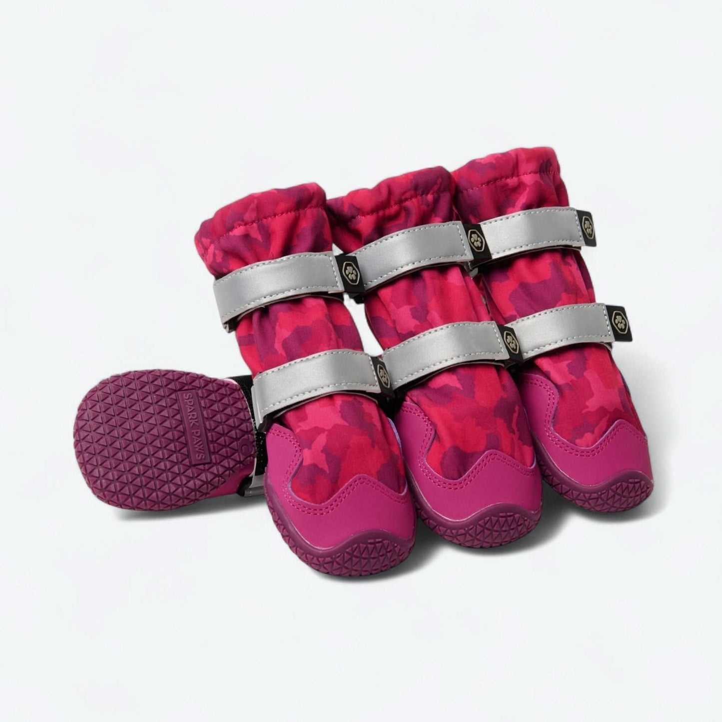 Dog Rainboots, Waterproof Dog Shoes - Fuchsia Camo
