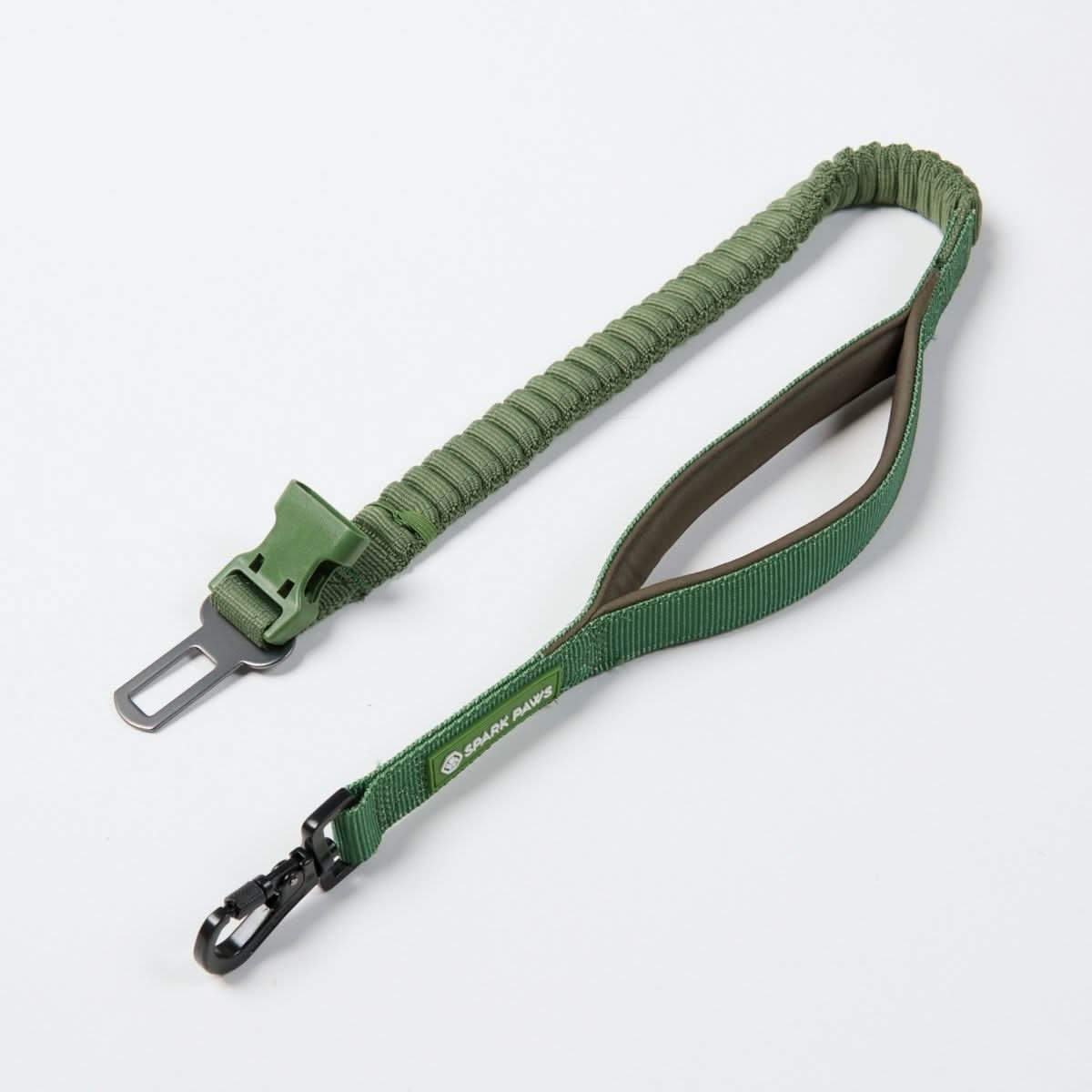 Multipurpose Seatbelt Handsfree Leash & Poop Bag Holder Set - Army Green