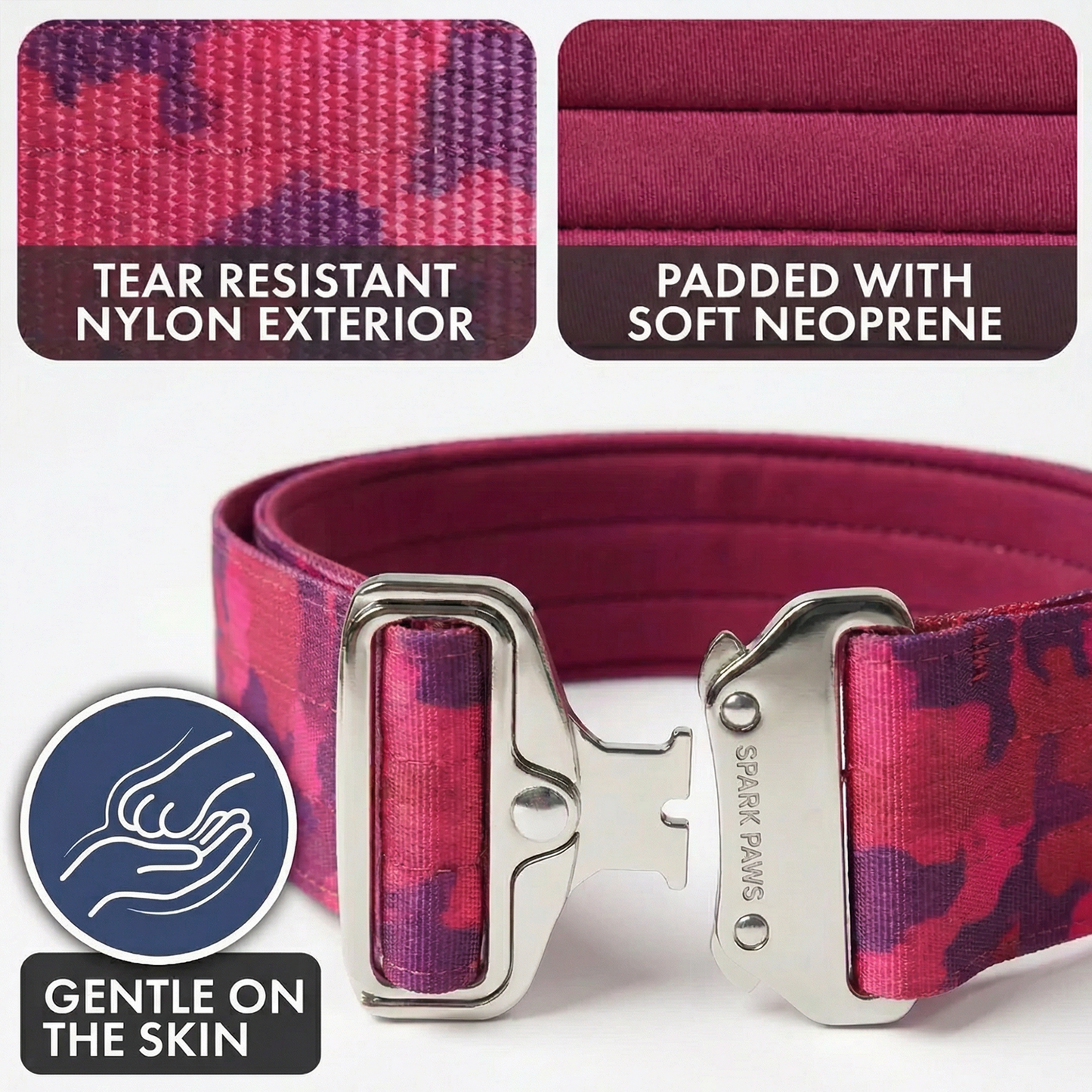 Fuchsia Camo Collar||size:XS,S,M,L