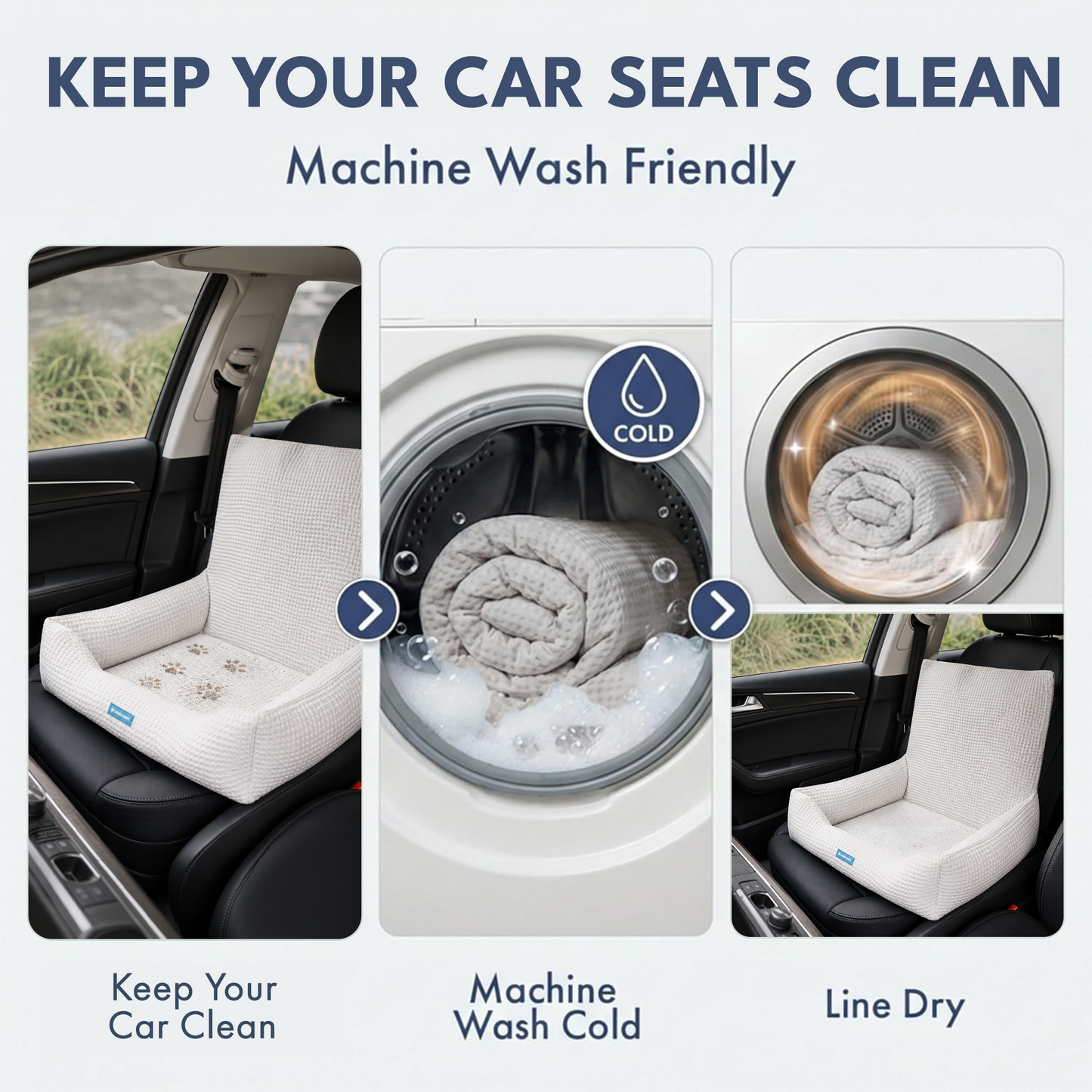 Frostcore™ Dog Cooling Car Seat Bed - Waffle Grey
