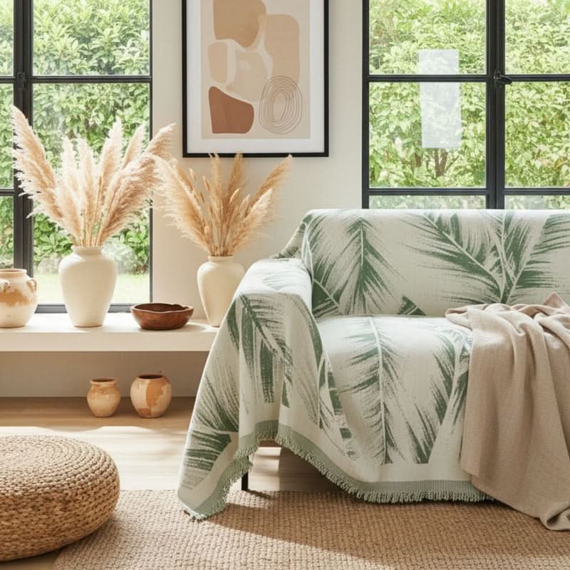 Leaves Green Couch Cover