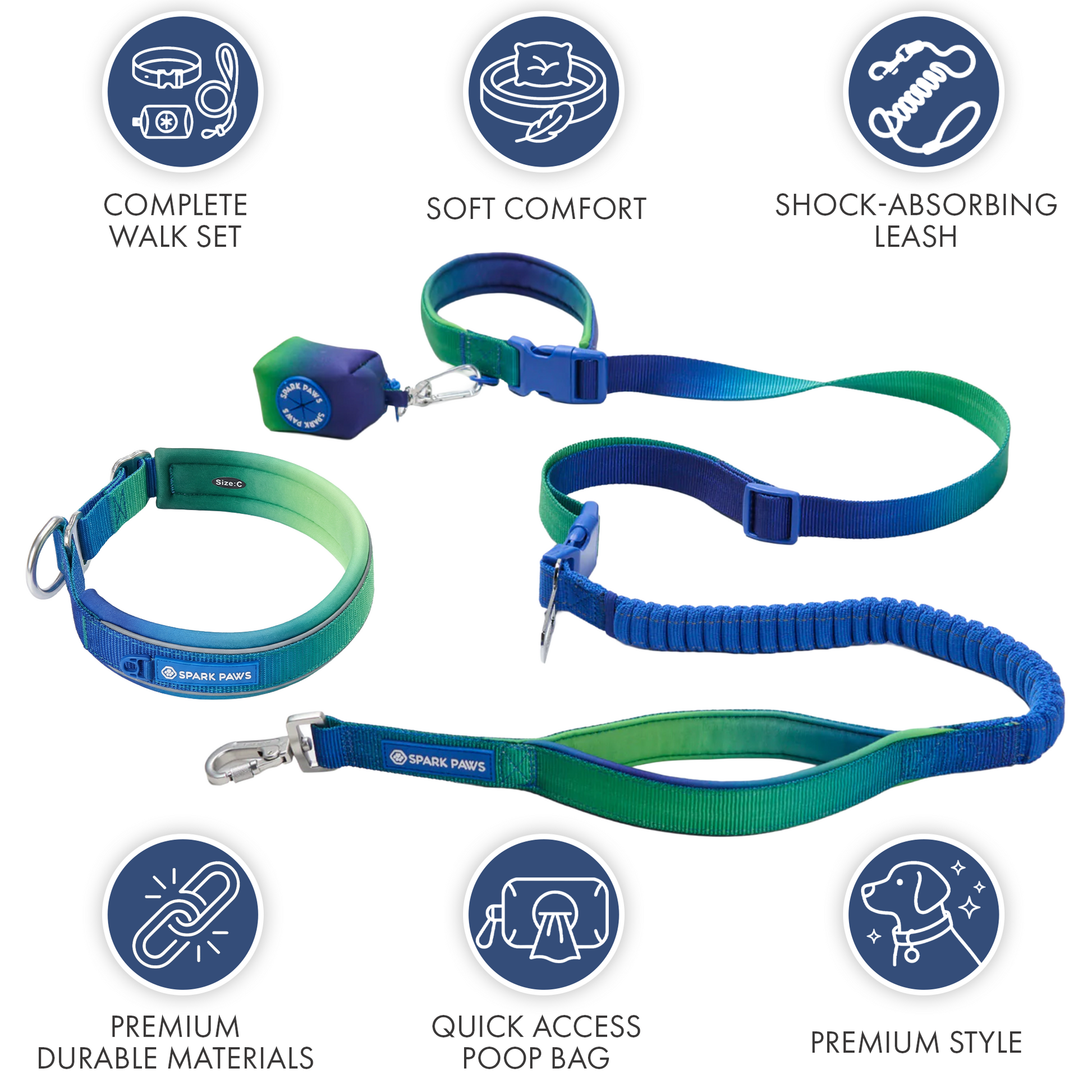 Lime Wave Martingale Collar||size:A,B,C,D,E
